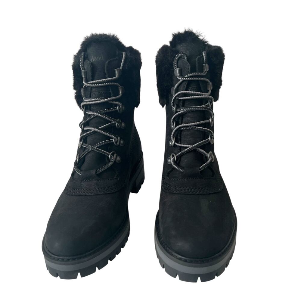 Timberland Courmayeur Valley 6” Faux Fur Black Leather Boot Size 8.5 - Picture 4 of 9